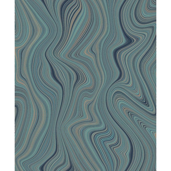 Walls Republic Blue Green Abstract Geometric Curve Lines Print Non Woven Non-Pasted Textured Wallpaper 57 Sq. Ft.