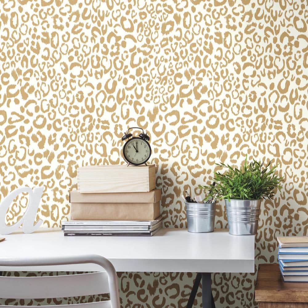 Gold Leopard Print Self-Adhesive Removable Wallpaper Roll