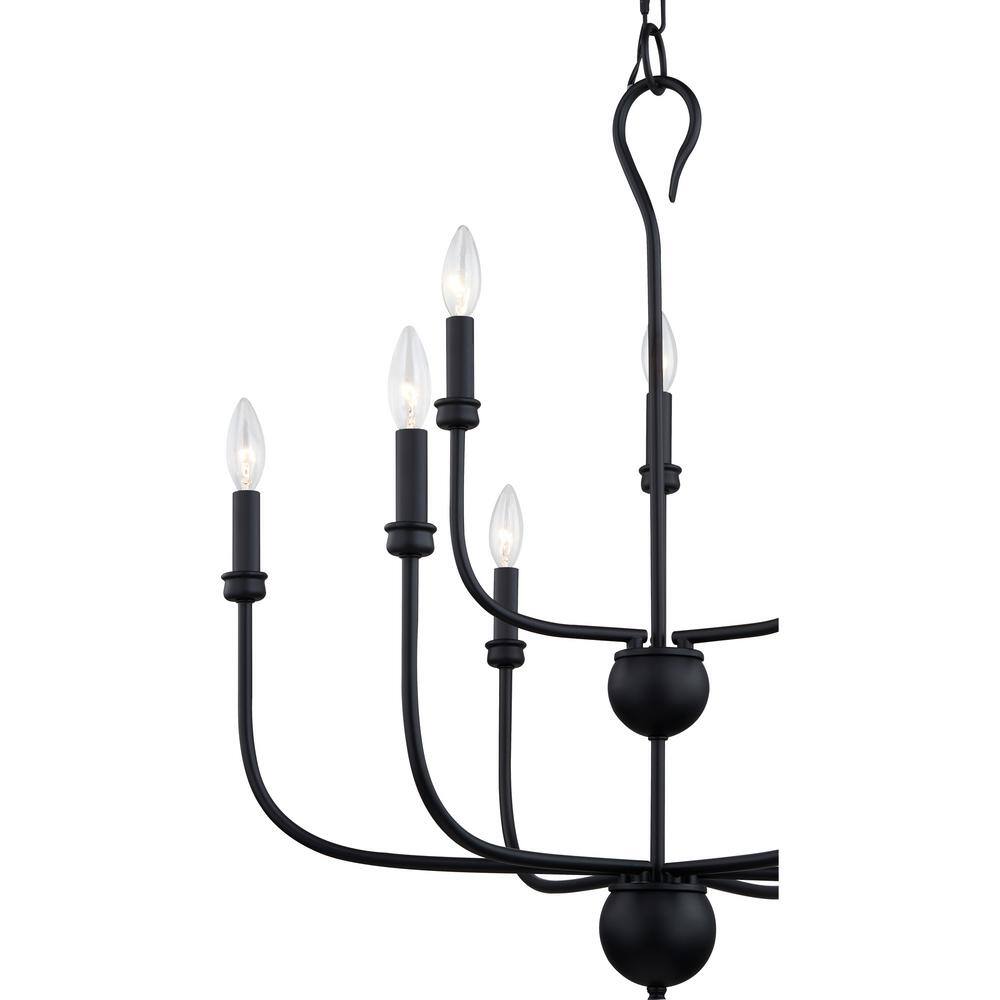 Blanche Matte Black 27" Steel 9-Light Chandelier