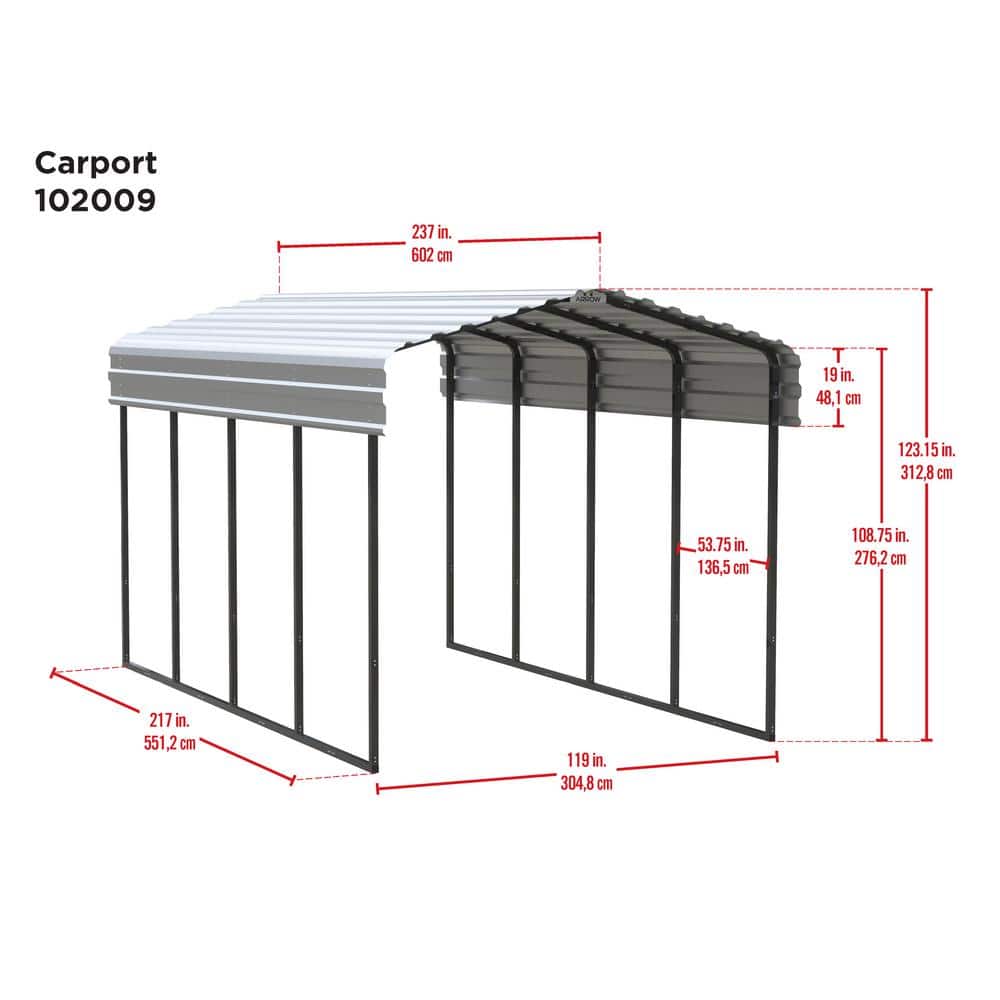 Eggshell 10' x 20' Steel Frame Carport Kit