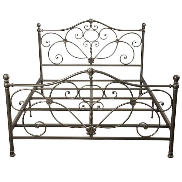 Champagne Silver Metal Bed Frame, Queen Size Silver Bed Frame