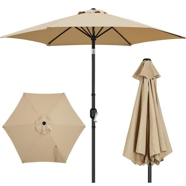 9 ft. Metal Market Tilt Patio Umbrella in Tan