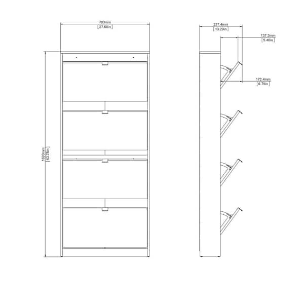 Tuhome Leto XL Shoe Rack - Black Engineered Wood - for Bedroom