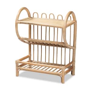 Liora Natural 2-Tier Rattan Shelving Unit (19.7 in. W x 25.8 in. H x 12 in. D)