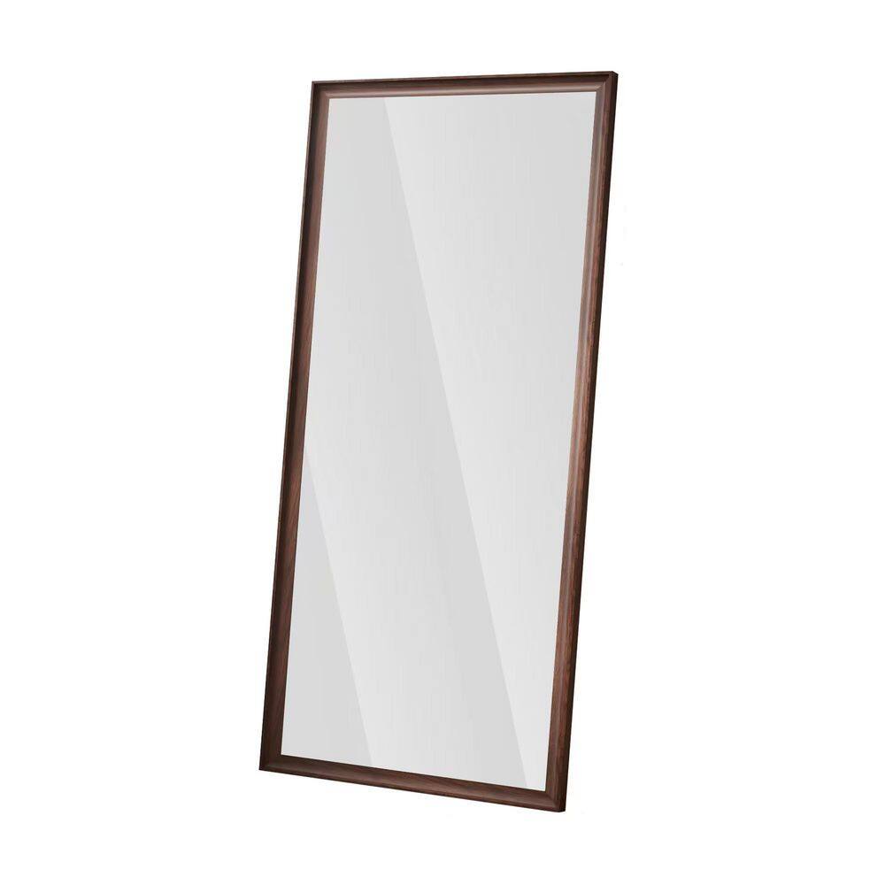 Antique Brown 31.5 in. W x 70.86 in. H Rectangle Metal Full Length Mirror with Artificial Wood Frame