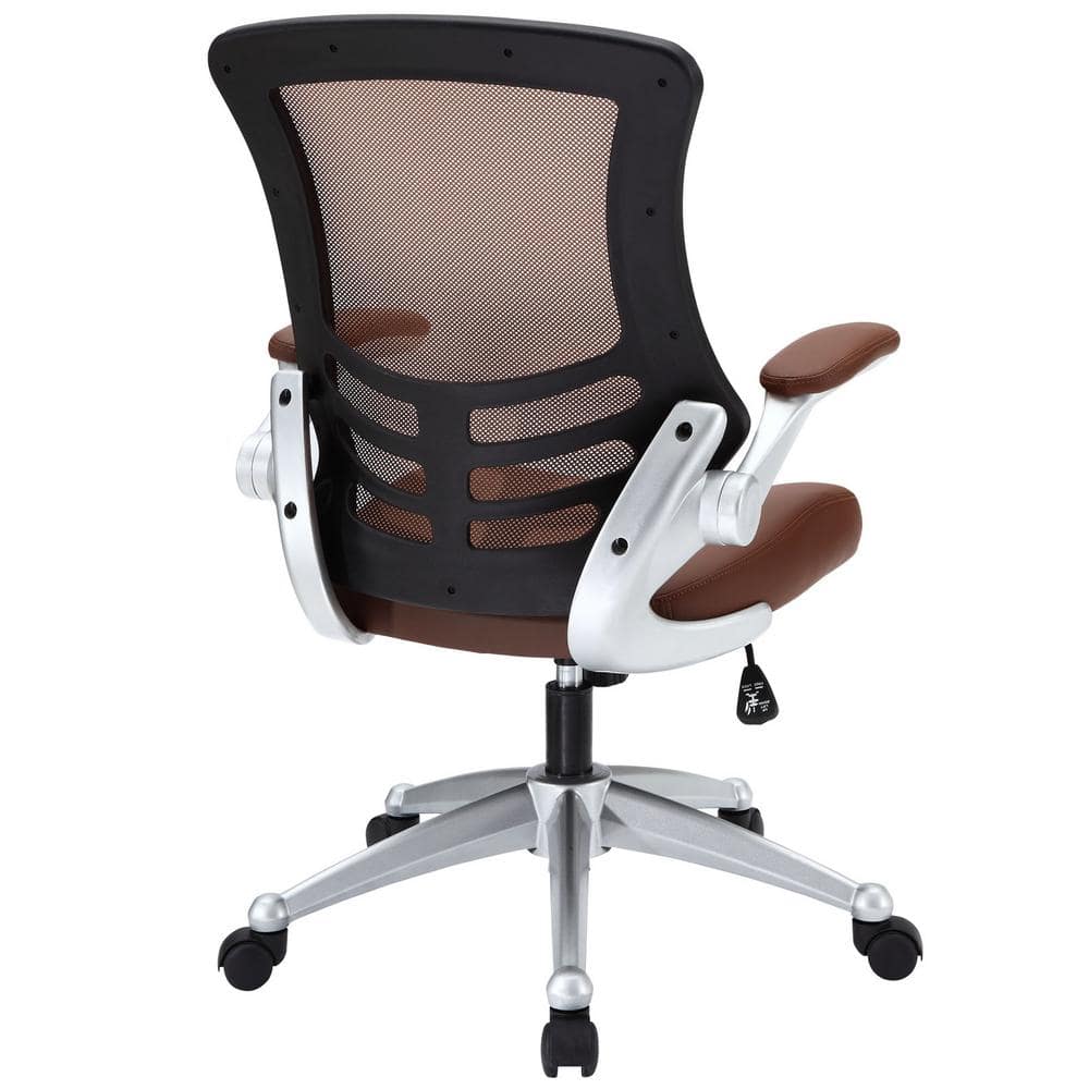 ErgoFlex Tan Leatherette and Mesh Swivel Task Chair with Adjustable Arms