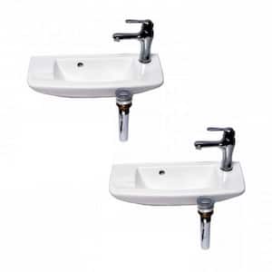 Small Wall Mount Bathroom Sink 20 in. White Ceramic Rectangular Sink with Drain and Faucet, Pack of 2 Renovators Supply