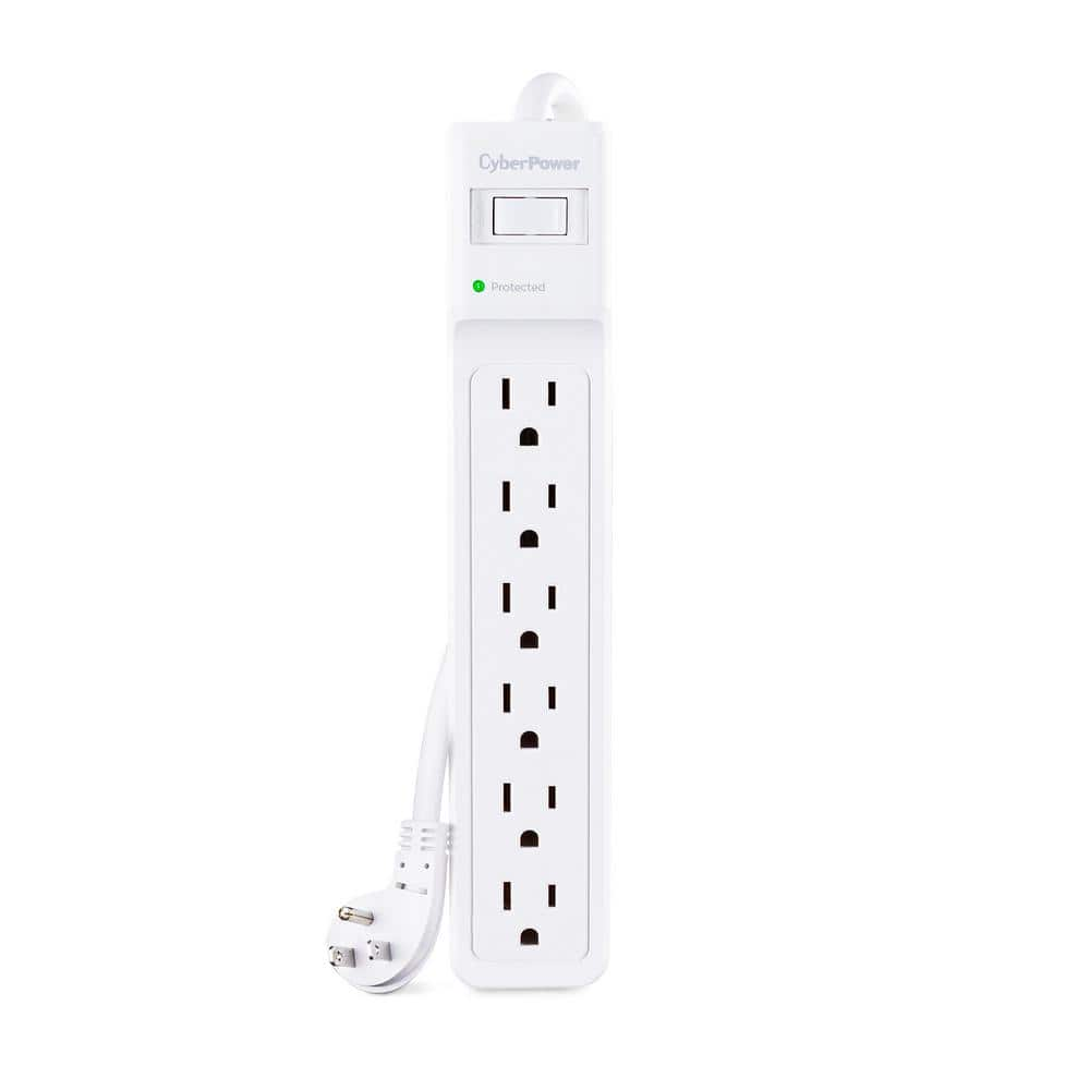 CyberPower 6 Outlet Surge Protector with 25 ft. cord, White B625 - The ...