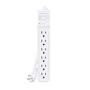 6 Outlet Surge Protector with 25 ft. cord, White