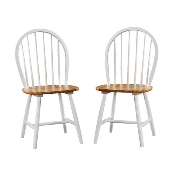 Boraam Farmhouse White and Natural Wood Dining Chair (Set of 2)