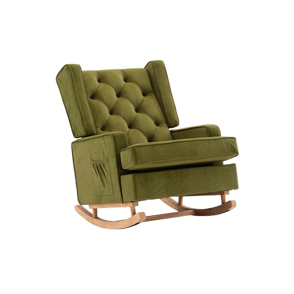 Spaco Olive Polyester Fabric Upholstered Mid Century Retro Modern Living Room Glider Rocker Chair（Set of 1), Green -  MB-W39538872