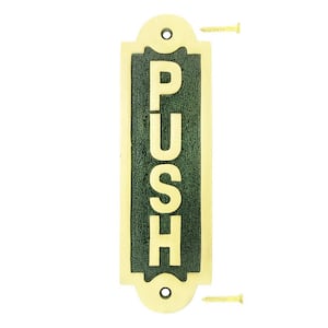 2-1/8 in. H x 7 in. W Polished Brass Plaques Push Sign For Doors Brass Plate