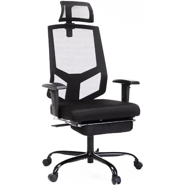 Mydepot Black Ergonomic Office Chair Mesh Desk Chair High Back Computer Chair Headrest Footrest Adjustable Arms Lumbar Support