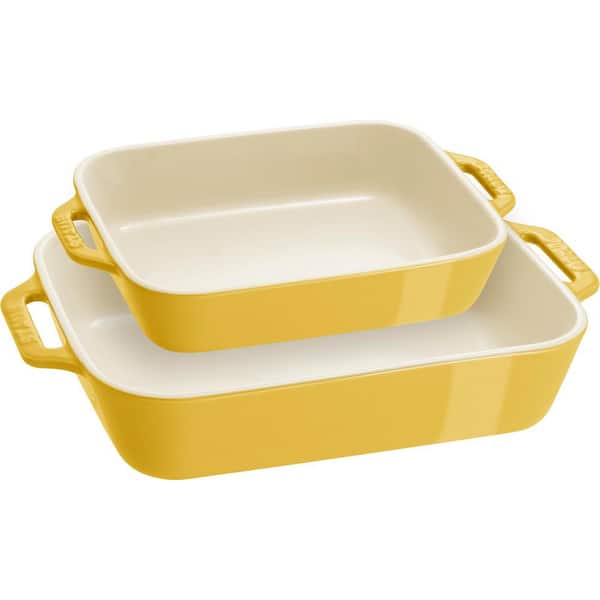 Ceramic 2-Pieces Rectangular Baking Dish Set - Citron