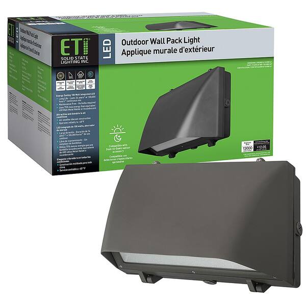 ETi 16 in. 400-Watt Equivalent Bronze Outdoor Integrated LED Security Wall Pack Light 5000K Full Cut Off 13000 Lumens