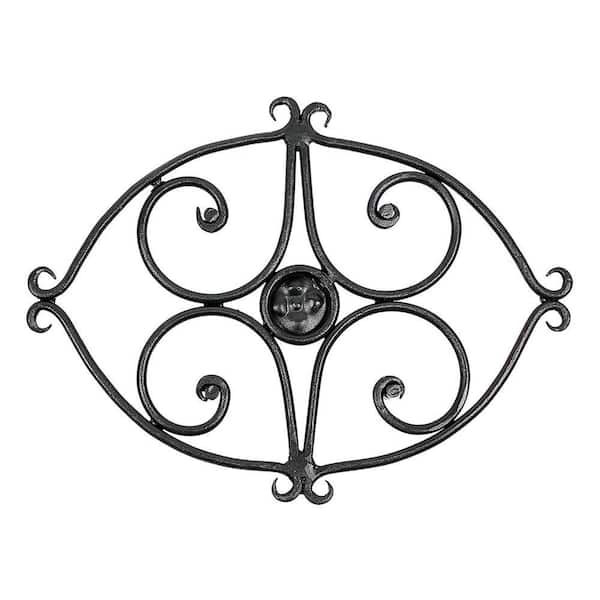 Oval Scroll Wrought Iron Trivet, 11.5 Inch Long, Black