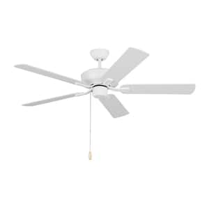 Linden 52 in. Transitional Indoor Matte White Ceiling Fan with White Blades and Pull Chain