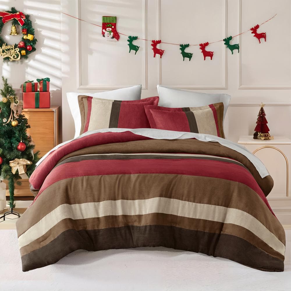 3 Pieces Multicolor Printed deals Pattern Soft Microfiber Christmas Queen Bedding Set