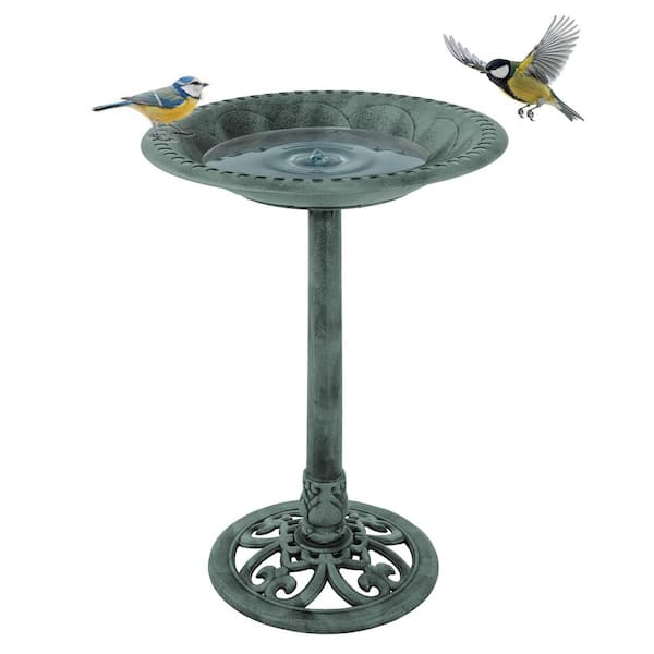 Weather Resistant Antique Bird Bath in Patina Green