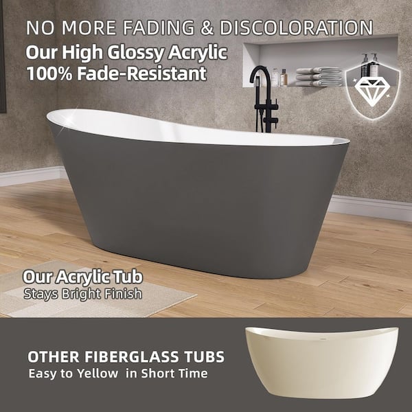 Zeafive Ane 59 in. x 29.5 in. Free Standing Soaking Tub