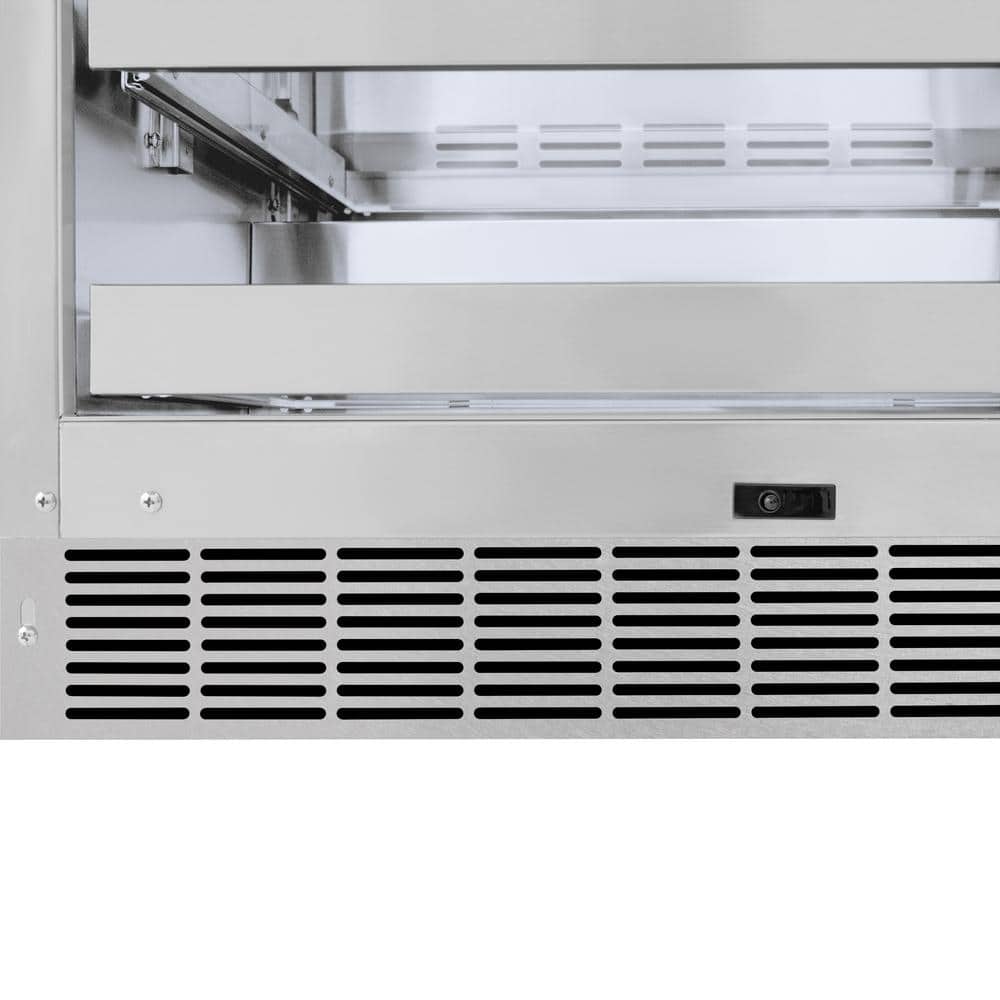 24" Stainless Steel Undercounter Beverage Fridge with Glass Door