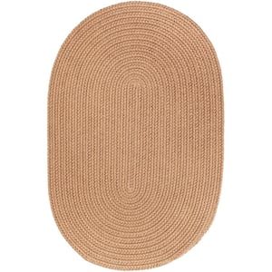 Texturized Solid Camel Poly 3 ft. x 5 ft. Oval Braided Area Rug