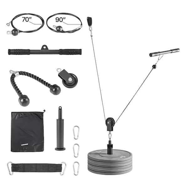 Pulley System 1-Pack LAT and Lift Pulley System,Up to 280 lbs. Capacity,Gym Rack Pulleys Attachment with 2 Steel Cables