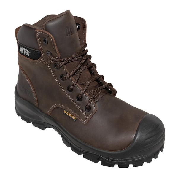 AdTec Men's Waterproof 6 in. Work Boots - Composite Toe - Brown -Size 8.5 (M)
