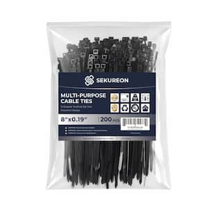 SEKUREON 8 in. Zip Ties Double Sided Toothed 100 LBS Tensile