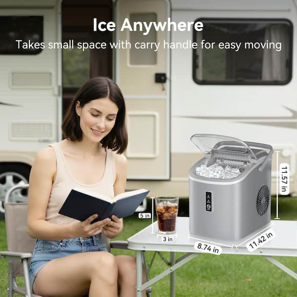 9.4 in. 26.5lb/24H Bullet Ice Countertop Portable Ice Maker in
