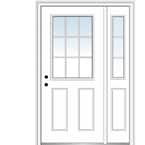 51 in. x 81.75 in. Internal Grilles Right Hand 1/2 Lite 2-panel Classic Primed Steel Prehung Front Door with Sidelite
