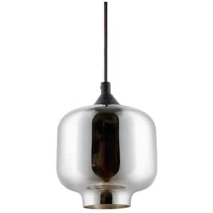6.5 in. 1-Light Brushed Nickel Hanging Pendant with Mirror Tinted Glass Shade