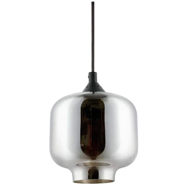 Sunlite 6.5 in. 1-Light Brushed Nickel Hanging Pendant with Mirror Tinted Glass Shade