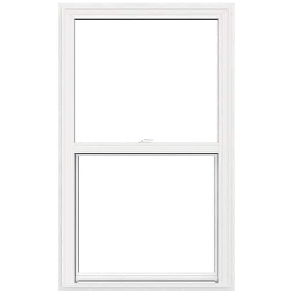 JELD-WEN V-2500 Series 35.5 in. x 47.5 in. Single Hung Vinyl Low-E White Nail Fin Brickmould Frame NewConstruction Tilt-In Window