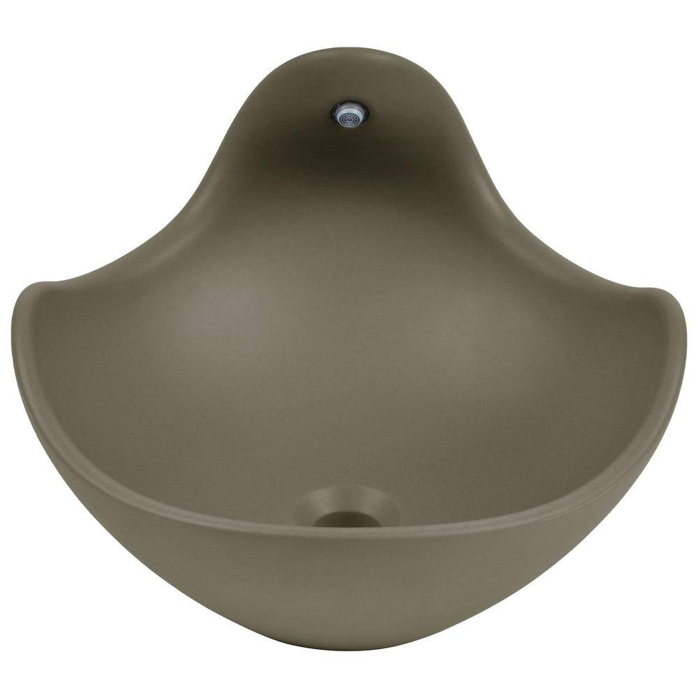 Taupe Clay Artistic Concrete Vessel Sink with Built-In Faucet