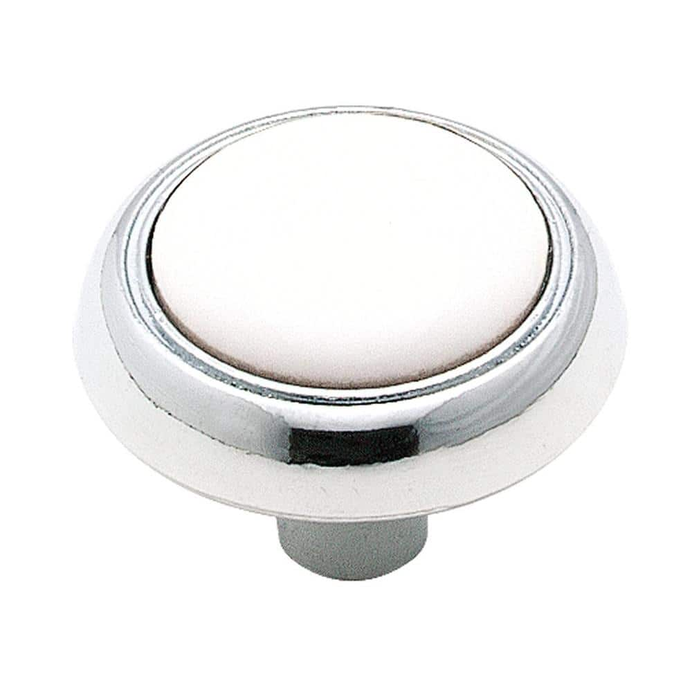 White Porcelain 1 1/4 Inch Knob with Top Screw