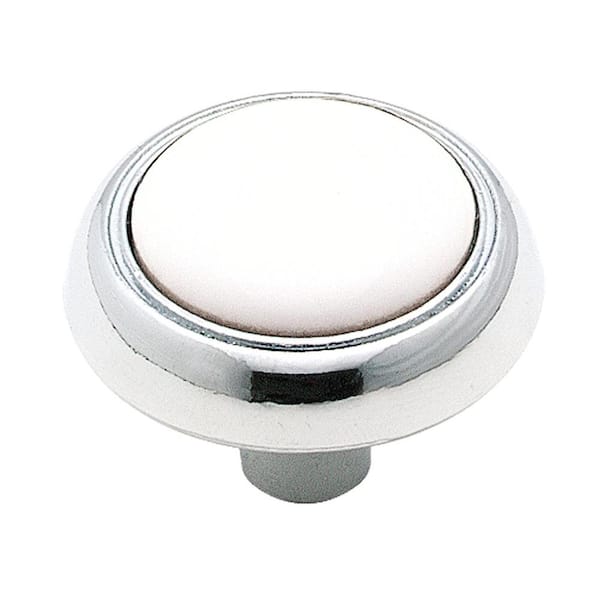 Amerock 1-1/4 in. White And Chrome Round Cabinet Knob