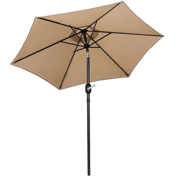 Cesicia 7.5 ft. Iron Outdoor Market Patio Umbrella in khaki