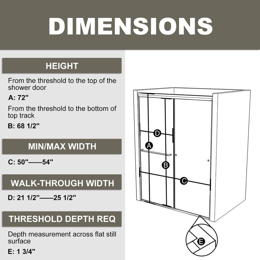 54" Brushed Nickel Framed Sliding Shower Door with Clear Glass