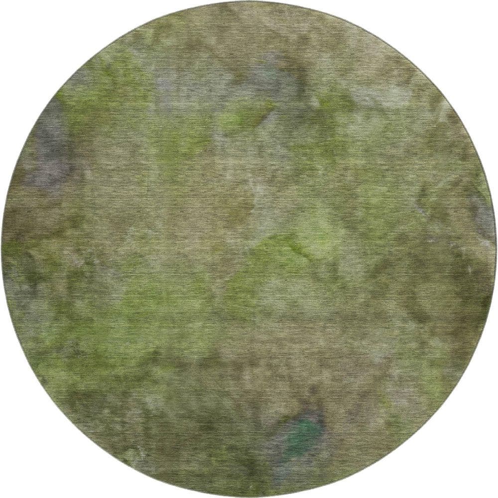 Mayfield Premium Machine Washable Abstract AMF2312 Olive 8 ft. x 8 ft. Round Rug price history on PriceWatchPro
