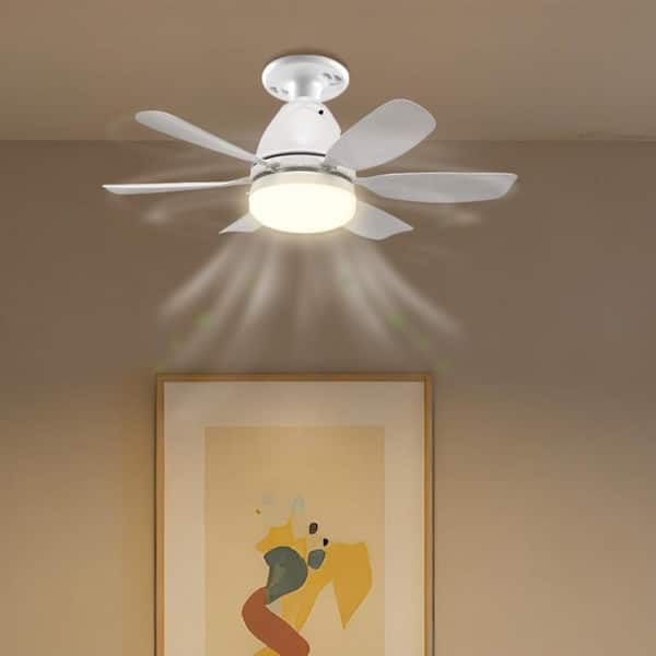 20 in. White 3-Speed Ceiling Fan with 6 Blades LED Flush Mount Light, Dimmable for Modern Indoor Rooms