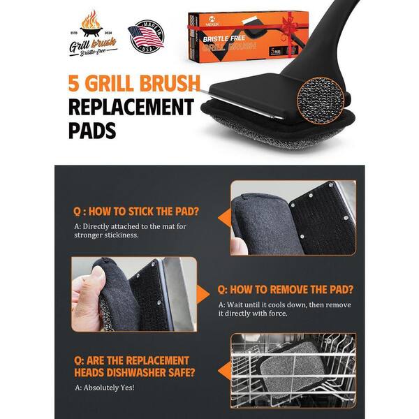 BBQtrips Bristle Free Grill Brush & Scraper – Steam Cleaning Safe For All Grill Types (Stainless Steel)