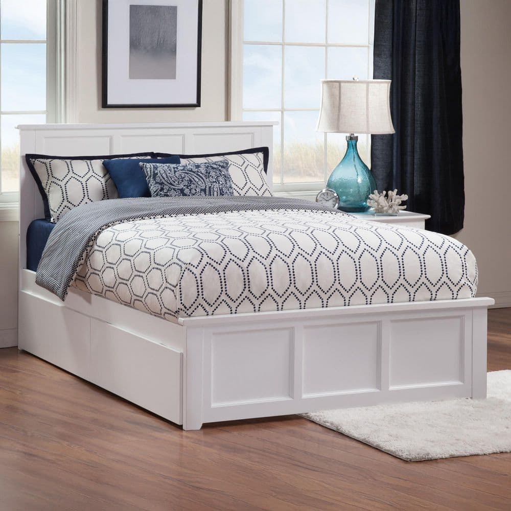Madison White Solid Wood Frame Queen Platform Bed with Matching Footboard and Storage Drawers - thumbnail 6