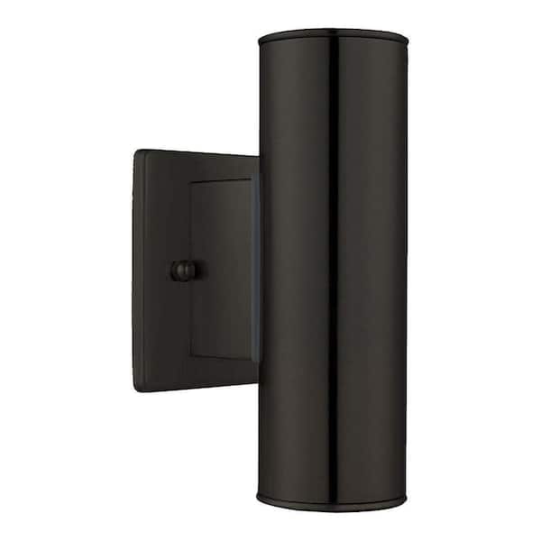Eglo Riga 4.25 in. W x 7.875 in. H 2-Light Black Hardwired Outdoor Wall Sconce with Glass Shades