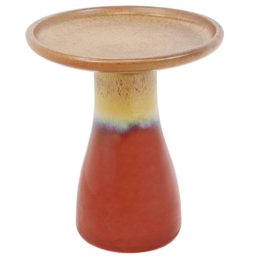 Sunnydaze Sunnydaze Duo-Tone Ceramic Birdbath - UV/Frost-Resistant - Lemon Cognac AP-500
