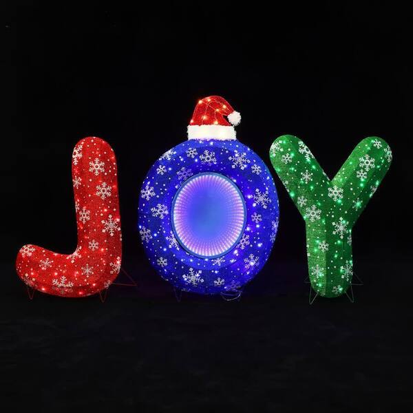 Lettera Luminosa JOY Di Natale 60 Luci | Set 3 Pezzi 47 Cm Per Esterno/interno | Decorazione Giardino E Cortile