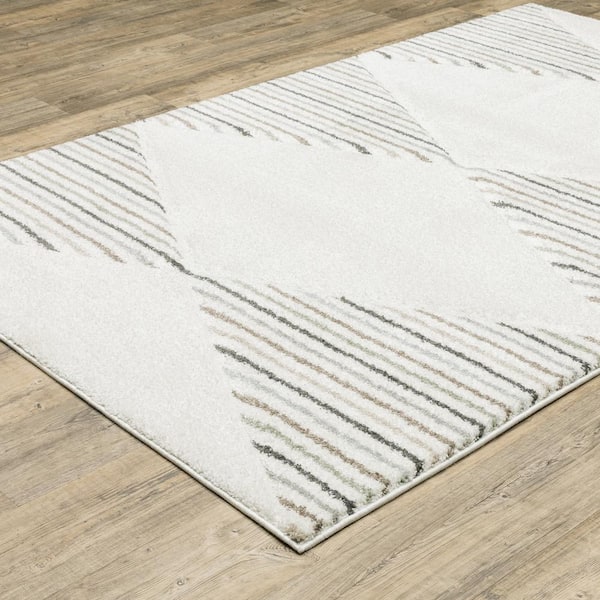 Chateau Beige/Multi-Colored 5 ft. x 8 ft. Geometric Diamond Stripe Polypropylene Indoor Area Rug