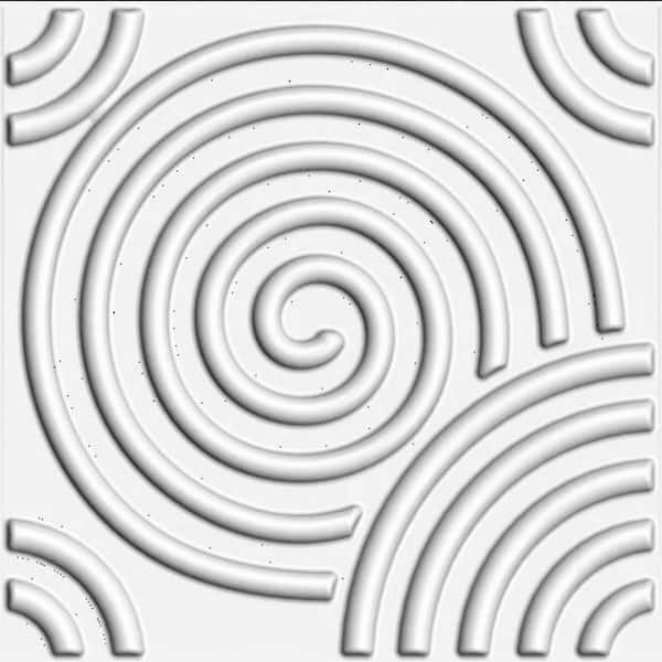 Kingsman Hardware 19.6 in. x 19.6 in. x 1 in. Off-White Plant Fiber Spiral Design Glue-On Wainscot Wall Panels (10-Pack)