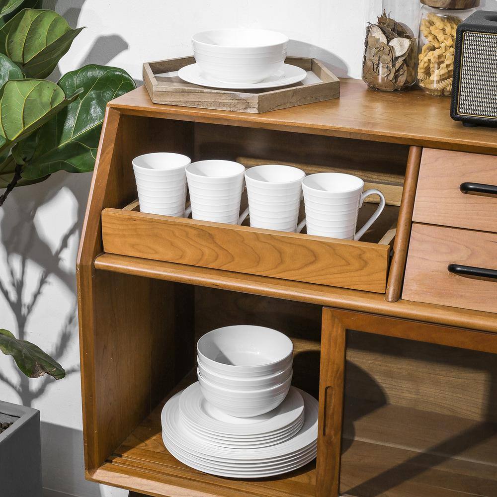 White Porcelain Swirl Design 16-Piece Dinnerware Set