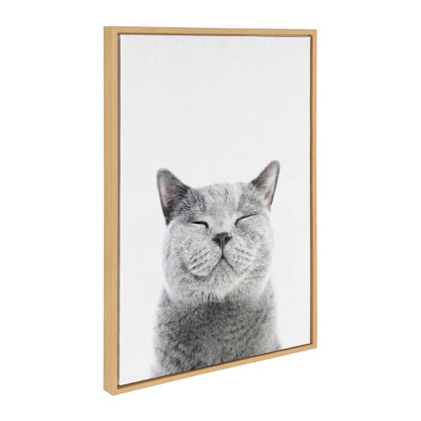 Kate and Laurel Sylvie Smiling Cat by Amy Peterson Art Studio Framed Art Print 23 in. x 33 in.